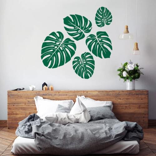 Tropical Leaves Vinyl Wall Decal Forest Theme Bedroom Decoration Monstera Leaf Style Wall Art Stickers Rainforest Leaves AZ588