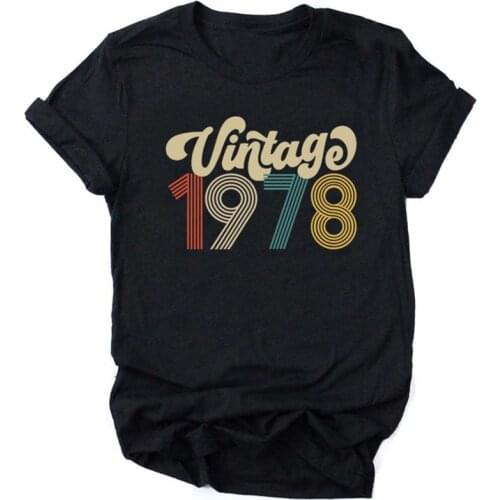 Vintage 1978 Women T Shirt 43rd Birthday Party Woman Clothes O Neck Short Sleeve Aesthetic T-shirt Fashion Tops Tee Dropshipping