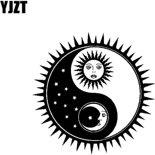 YJZT 15.7CM*15.7CM Unusually Happy Delicate Yin Yang Sun Cool Dazzling Vinyl Decal Car Sticker Black/Silver C19-1286