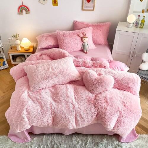 Winter Warm Bedding Set Velvet Pillowcases and Quilt Cover thick coral fleece plush 4 Pcs Suit Queen King Size Dropshipping