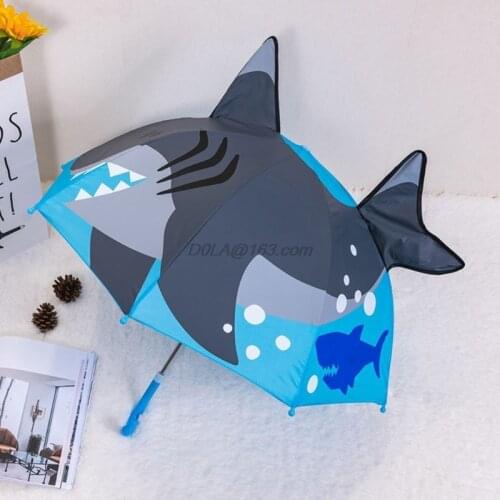 Children Umbrella Boys Girls Cartoon With Animal Ears Umbrella Custom Princess Long Handle Safe Light Portable Umbrella