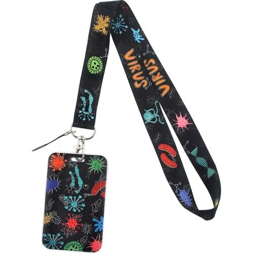 1pc ZF2388 High Quality Bacterial Key Chain Lanyard Gifts For Doctors Nurse Staff Card Phone USB Badge Holder Necklace