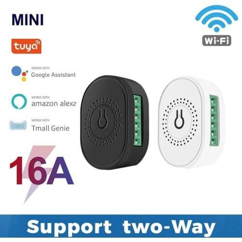 10/16A Tuya Mini WiFi Smart Switch 2-way Control Timer Setting Automation Module Smart Life APP Work With Alexa Google Home