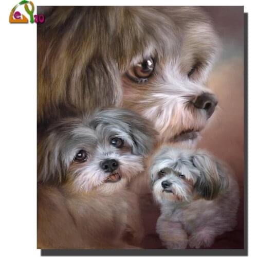 5D Full Square Round Drill Diamond Painting Puppy Dog DIY Embroidery Cross Stitch Rhinestone Wall Art Living Room Home Decor