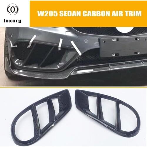 W205 Carbon Fiber Front Bumper Air Grill Grille Cover Trim for Benz W205 C180 C200 C300 C43 With AMG Package Sedan & Coupe 15-18