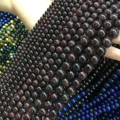 Natural Stone Beads Dark Red Garnet 4/6/8/10/12mm Fashion Jewelry Loose Beads for Jewelry Making Necklace DIY Bracelet