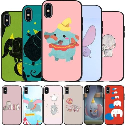 Cartoon elephant black Phone Case For iPhone 12 11 XR XS Max 7 8 6 6S Plus 5 5S SE 2020 Back Cover For iPhone 11 Pro Shell