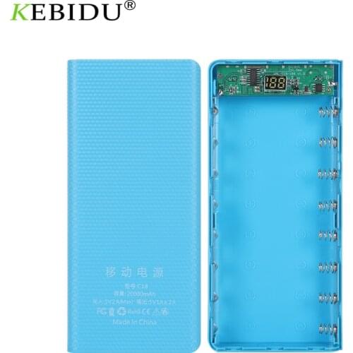 DIY 8*18650 Battery Charge Storage Box Shell Power Bank Case External 5V Micro USB Type C For Charging Mobile Phones Portable