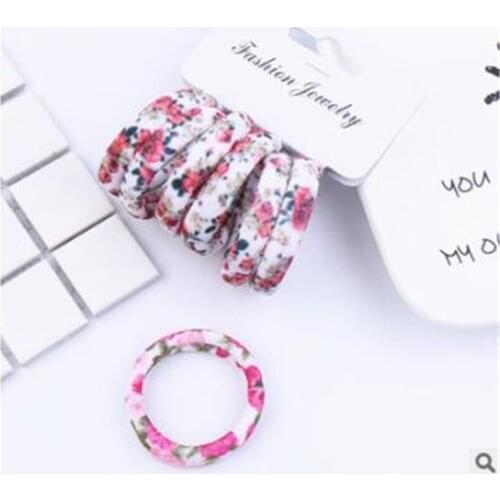 6PCS/Pack Women Print Cotton Elastic Hair Bands Scrunchie Gum For Hair Rubber Bands Ponytail Holder Fashion Hair Accessories