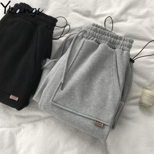 Joggers Sweatpants Winter Woman Trouser Casual Elastic High Waist Warm Pants for Women Harajuku Streetwear Black Harem Pants New