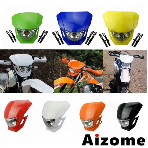 Enduro Motocross Headlight Plastic Dual Sport Motorcycle Headlamp Mask For Honda XR 400R Yamaha YZ TTR WR XT 250 Street Bikes