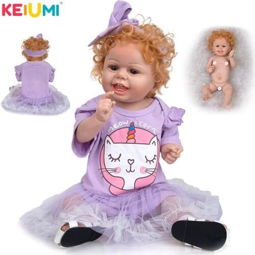 KEIUMI 22 Inch Gold Curly Purple Skirt Reborn Baby Girl Well Packaged Excellent Quality For Birthday Present