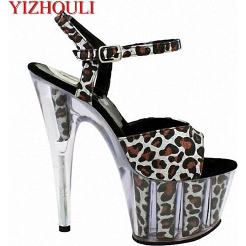 Classic Crystal Leopard 15CM Sexy Super High Heel Platforms Pole Dance / Performance / Star / Model Shoes