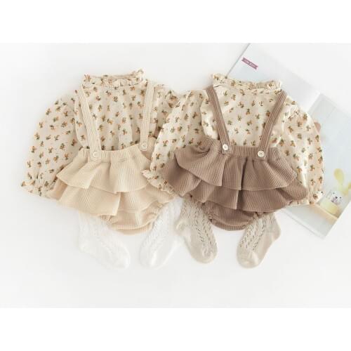 MILANCEL 2020 Baby Clothing Set Floral Blouse Girls Clothes Ruffle Baby Bloomer 2 pcs Infant Suit Baby Outfit