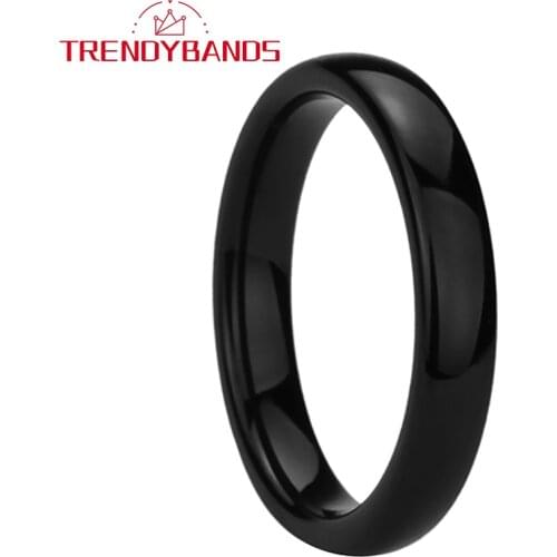 4MM Black Tungsten Carbide Engagement Rings Wedding Band For Women Men Domed High Polished Shiny Comfort Fit