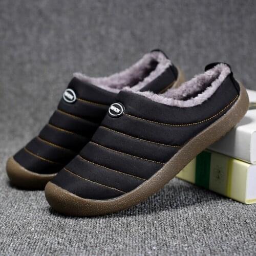 Fotwear Winter Plush Men Slippers Big Size 48 47 Indoor Mens Mules Shoes Unisex Bedroom Slides Waterproof Male Slipper Warm Fur