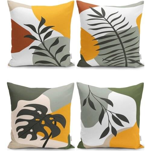 On A White Background Colorful Leaf Pattern Modern Cushion Pillow Decorate Case Set High Quality Stylish Home Garden Room Kitchen Gift Useful Decorative Colorful