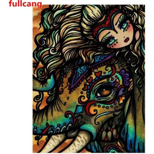 Diy Cartoon girl and elephant Diamond art painting kits Full Square Round Diamond Mosaic Embroidery Fairy For Child Gift JX2422