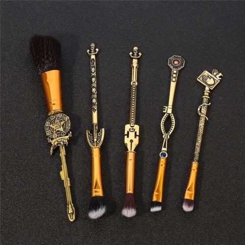 Free Shipping 5pcs/set JoJo Bizarre Adventure Makeup Brushes Set Cosplay Tool with Bag Women Girlfriend Gift