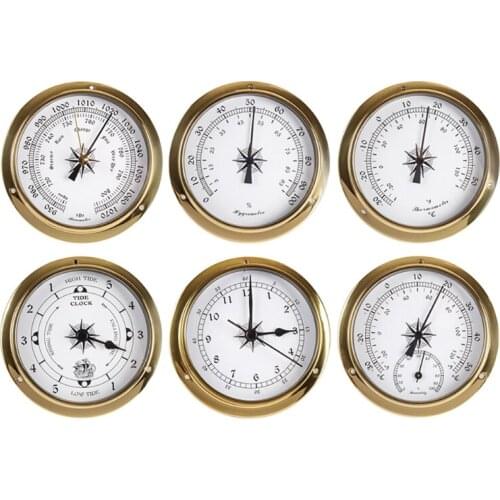145mm Wall Mounted Thermometer Hygrometer Barometer Watch Tidal Clock Weather Station Copper Shell Indoor Outdoor
