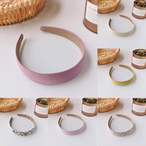 Cloth 1Pcs Vintage Style Women Ornaments Nice Gift for Girls Women Solid Flower Plaids Pattern Fashion Hairhoop Wide Hair Band