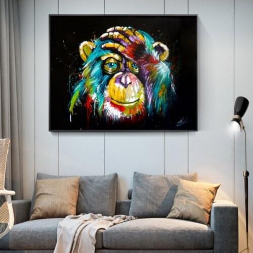 Watercolor Thinking Monkey Canvas Posters and Prints Abstract Animal Paintings on The Wall Art Decorative Pictures Home Cuadros