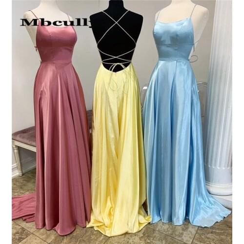 Mbcullyd Customize Prom Dresses Long 2020 Cheap Plus Size Women Elastic Satin Formal Backless Evening Dress Gown Free Shipping