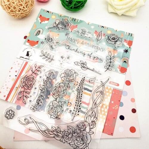 12x18cm Spring Vines Clear Stamps Transparent Seal Silicone Seal TPR Christmas Wedding Roller Stamps DIY Scrapbook Album Card