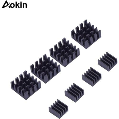 Raspberry pi 4B heatsink, 8 piece black aluminum heat sink cooler cooling kit for raspberry pi 4B/3 Model B/B