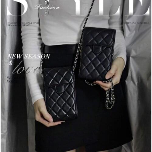 CC Luxury Crossbody Leather Designer Cover For iPhone Samsung Huawei Below 6.7 Inch Mobile Phone Case Pouch With Chain Mini Bag