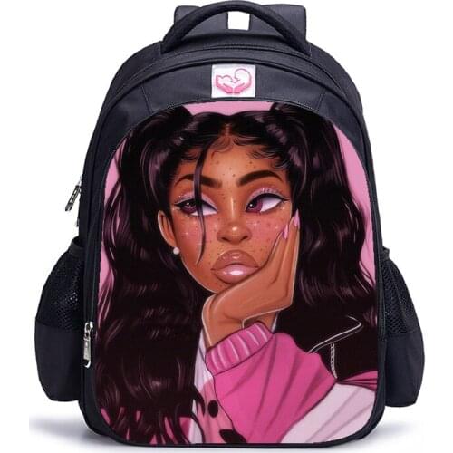 16 Inch Afro Lady Girl Backpack Africa Beauty Princess Girls Children School Bags For Women Brown Girl School Backpack Book Bag