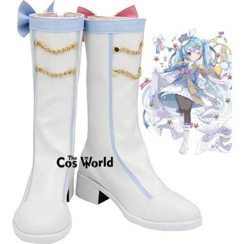 Vocaloid 2020 Snow Miku Anime Customize Cosplay Flat Shoes Boots