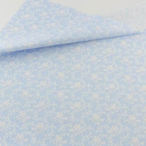 Light Blue Rose Cotton Fabric Quilting Sewing Cloth Crafts Bedding Decoration Teramila Fabrics Clothing Patchwork Home Textile