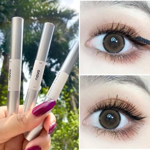 2 IN 1 Silk Fiber Mascara Waterproof and Easy to Dry Natural Soft Long Eyelash Styling Primer Makeup Mascara Eyelash Cosmetics