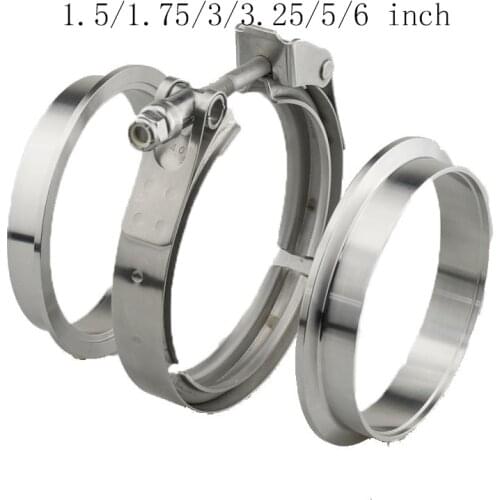 V-Band Clamp 1.5/1.75/3/3.25/5/6 inch Stainless Steel Male/Female Flange Kit V-band Turbo Exhaust Pipes Car Accessories