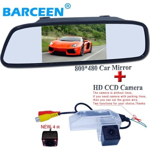 Rainproof hd ccd car reserve parking camera auto wire 170 degree with car reversing mirror monitor 5" for Mazda 6/M6 2009