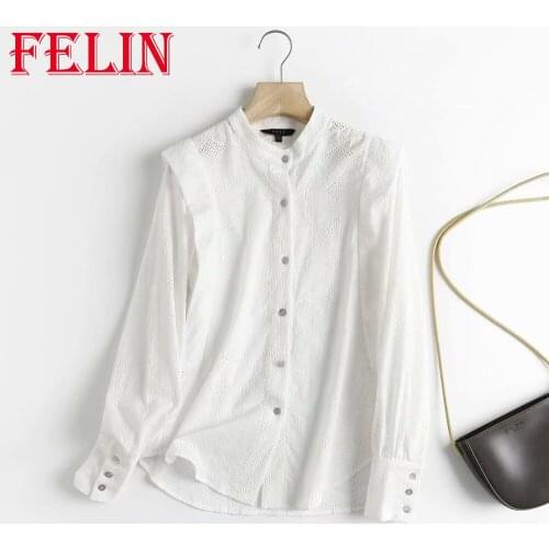 Za 2021 Stylish Women White Office Lady Ruffles Oversized Shirts 100% Cotton Single Button Elegant Blouses Casual Mujer Tops