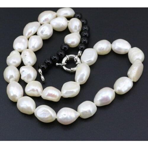 Womens Beaded Strand Necklace Freshwater Natural Pearl Jewelry Choker Irregular 10-12mm Beads High Grade Necklaces 18inch B3399
