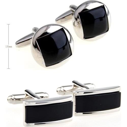 10pairs/lot Classic Round Black Onyx Cufflinks Black Glass Opal Inlaid Cuff Links Business/Wedding Gift Mens Jewerly