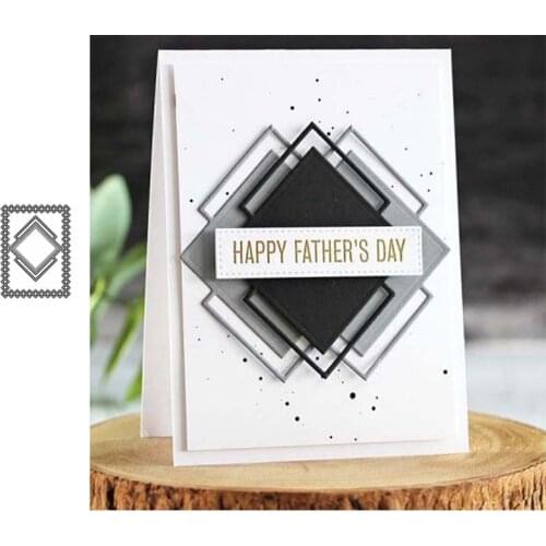 2021 New Arrival Rhombus Rectangle Frame Metal Cutting Dies for Scrapbooking Stencil Handmade Card Make Model Craft Mold Die Cut