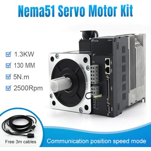 220VAC 3phase / 1phase Nema51 130mm frame 1.3kw 2500rpm 5n.m servo motor & servo drive kit