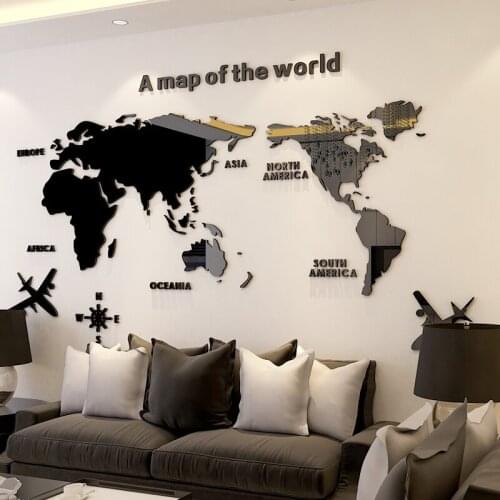 3D Wall Sticker Acrylic Wall Decorations Living Room Bedroom World Hot One Wallpaper Home Stickers Map Decor Sale Sizes 5 Piece