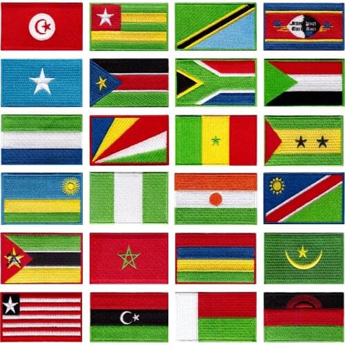 Nigeria South Africa Morocco Mauritania Swaziland Mauritius Rwanda Tanzania Flag 3D Embroidery Patch