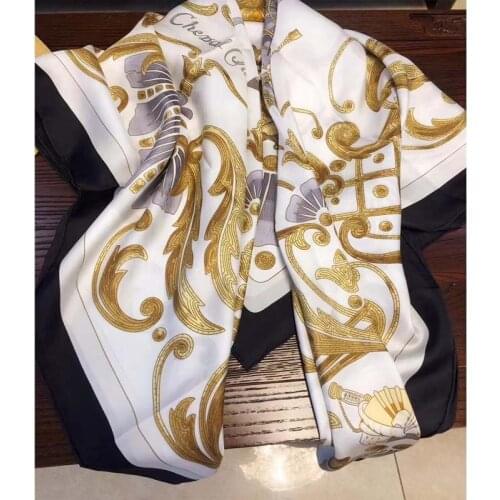 53"x53" 100% Twill Silk Scarf Steed Print Luxury Large Square Silk Shawl Wraps Foulard