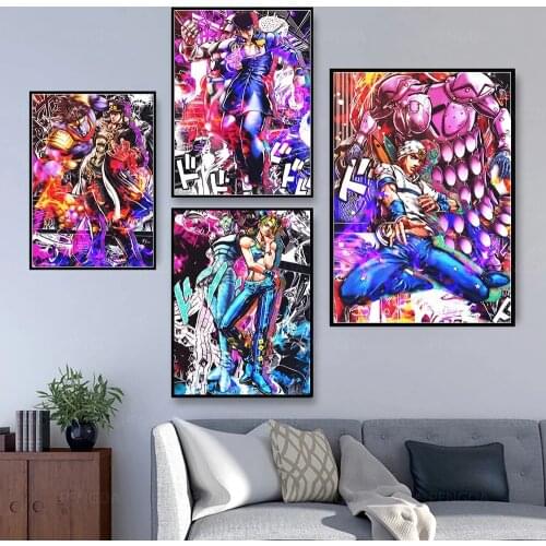 Jojo S Bizarre Anime Character Poster and Living Room Wall Art Prints Decoration Mural Canvas Paintings for Modern Home Decor