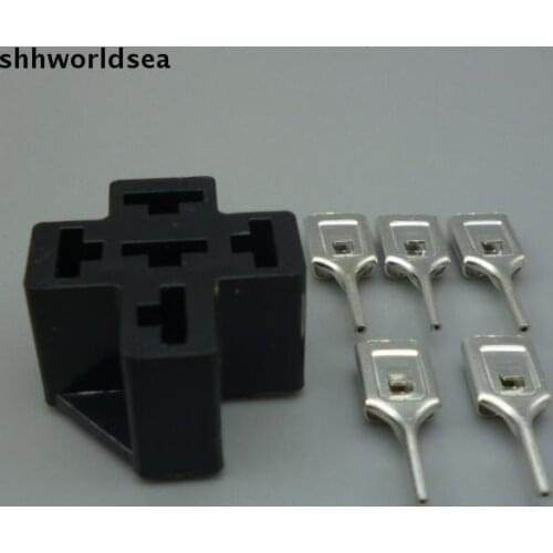 Shhworldsea Automotive Relay Sockets 5 Pin PCB Mount, For Series Relays Car Relay Connector Auto Relay Holder 6.3mm terminal