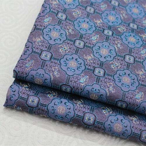 CF419 1yard Blue Silk Fabric Chinese Style Brocade Jacquard Fabric For Men Dress Fabric Chinese Dress DIY Fabric Cushion CLothes