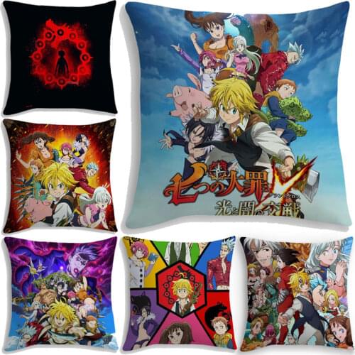 The Seven Deadly Sins Pillow Case Cartoon Pillowcase Single-Sided Pillow Covers Cushion Cover Comfortable Bed Throw Pillowcase