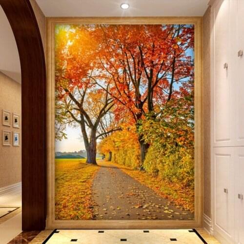 Photo wallpaper Custom autumn tree landscape background wall restaurant living room entrance wallpaper cafe mural