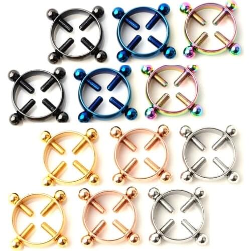 1pc Fake Nipple Ring Non Piercing Breast Nail Screw Shield Stainless Steel Clamp Adult Game for Women Sexy Body Jewelry Gift